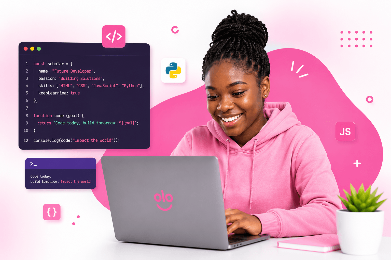 Student learning to code with Scholora tutor support