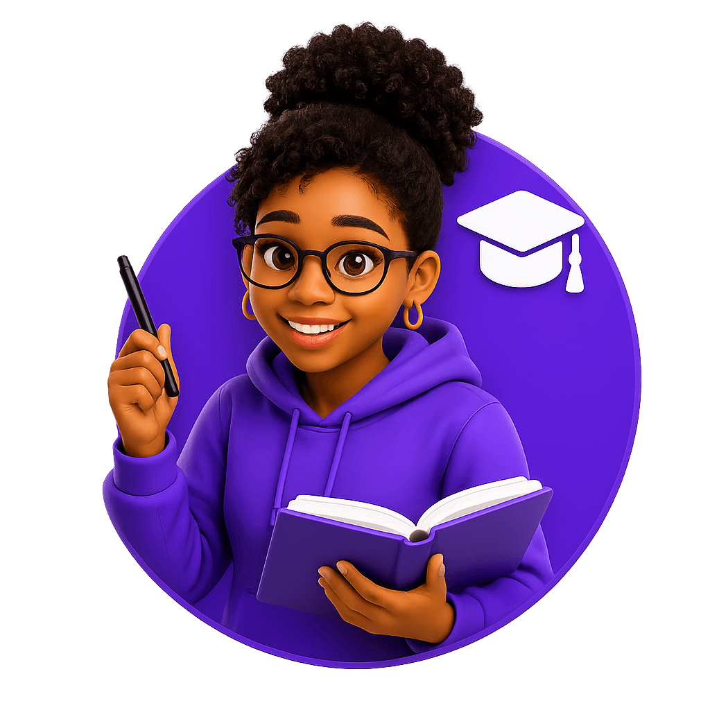 Scholora tutor holding a book, ready to teach
